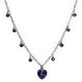 Heart Necklace with SWAROVSKI ELEMENTS Crystal Heliotrope Rainbow Colors Heart and Drops Sterling Silver