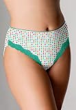 Avenue Plus Size Dot Print Hi Cut Cotton Panty w/ Lace (PINK MULTI,26/28)