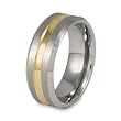 Gold Plated Brushed and Polished Tungsten Carbide Ring (8.0mm) - Sizes 8 - 13