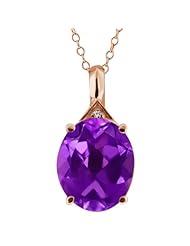 4.61 Ct Oval Purple Amethyst and Diamond Gold Plated Silver Pendant