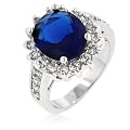 Eleganter Verlobungs Ring 'Prinzessin Diana' mit CZ Saphir und Zirkonia Diamanten, 14 Karat Wei�gold Vermeil