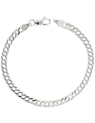 Sterling Silver Italian Flat Double Curb Chain Necklaces & Bracelets Nickel Free 4mm wide, sizes 7 - 30 inch