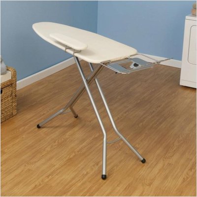 Household Essentials 971840 4-Leg Fibertech Top Mega Pressing Station Ironing Board with Cotton Cover Installed