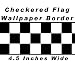 Checkered Flag Cars Nascar Wallpaper Border-4.5 Inch (black Edge)
