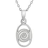 Sterling Silver Oval-shaped Celtic Spiral Necklace