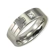 Stainless Steel Cubic Zirconia and Cross 6mm Band Ring - Men