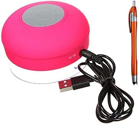 JuSp(TM), Mini Wireless Waterproof Bluetooth Shower Speaker Hands Free Speaker for iPhone /iPad / Cellphones-Red +1 Random Colorful Stylus Ballpoint Pen Gift