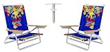Rio Fantasy 5 Position to Lay Flat 2 Beach Chairs with BONUS Rustproof Sand Anchor