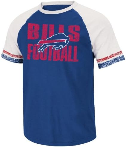 NFL Buffalo Bills Men's Zone Blitz IV Short Sleeve Tee, Dark Purple Royal/Natural Gray/Red, Small