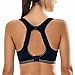 SYROKAN Women's Compression Racerback Adjustable High Impact Running Sports Bra Black 36DD