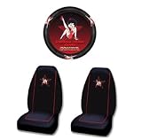 A Set of 2 Front Universal Fit Bucket Seat Cover and Steering Wheel Covver - Betty Boop Star Leg Up