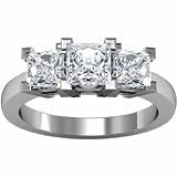Platinum Princess Cut Diamond Three-Stone Ring - 1.25 Ct.