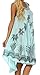 Sakkas 117 Watercolor Palm Tree Tank Caftan Short Dress - Turquoise/One Size
