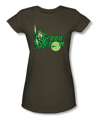  Green Arrow Juniors S/S T-shirt in Military Green by DC Comics