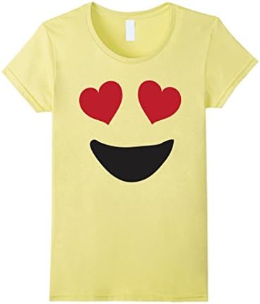 Women's  Emoji Shirt With Heart Eyes and A Big Smile T-Shirt Tee  Small Lemon