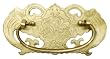Chinese Etched Brass Drawer Pull - Asian Prosperity Bat Motif, Normal Finish