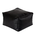 Square Beanbag Stool in BLACK Faux Leather