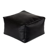 Square Beanbag Stool in BLACK Faux Leather