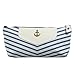 KINGSO Canvas Navy Style Pen Pencil Case Cellphone Coin Cosmetic Makeup Bag Pouch Purse,Light Blue 