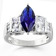 Bling Jewelry Marquise Sapphire CZ Engagement Ring with Baguette & Princess CZs
