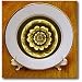 Sepia and gold fantasy mandala flower on dark brown background - 8 Inch Porcelain Plate
