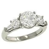 Round/Baguette Diamond Engagement Ring.75cttw (CZ ctr)