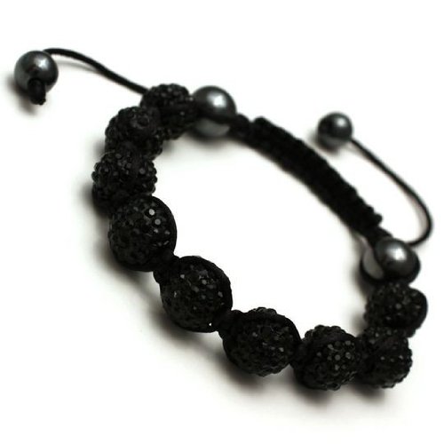 Eeazy-Gizmo® Black Shamballa 9 Balls Bracelet Unisex Crystal Swarovski Beads