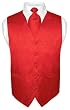 Men's Red Paisley Design Dress Vest and NeckTie Set for Suit or Tuxedo