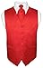 Men's Paisley Design Dress Vest & NeckTie RED Color Neck Tie Set for Suit or Tux