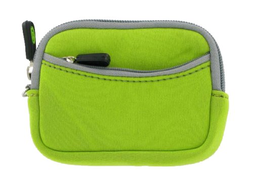Double Pocket Neoprene Sleeve Camera Case for Olympus Stylus Digital Camera+ Screen Protector Shield - (Olympus Camera NOT included) (Neon)