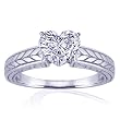 0.50 Ct Heart Shaped Diamond Solitaire Vintage Engagement Ring FLAWLESS GIA 14K