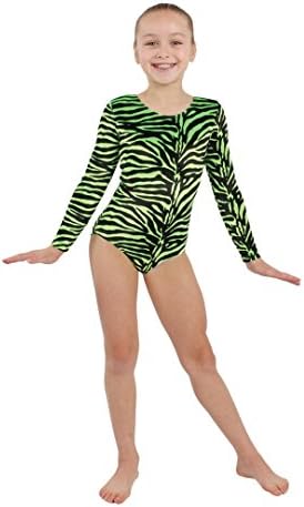 Lime Zebra Velvet Long Sleeve Leotard