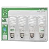 N:vision 14-watt Ultra-mini Compact Fluorescent Spiral Bulb (60-watt Incandescent Equivalent), Soft White, 4 in a pack. last 9 years