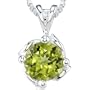 1.50 cts Round Shape Peridot Pendant in Sterling Silver