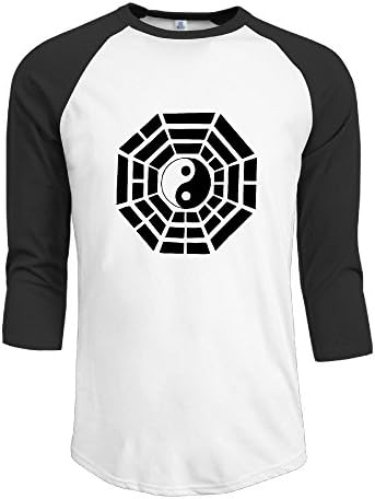 NARY Men's Taoism Symbol 3/4 Sleeve Raglan T-shirt Black X-Large