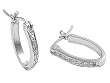 Sterling Silver Huggie Hoop Earrings with Clear CZ - 3mm x 19mm