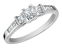 Princess Cut Diamond Engagement Ring and Three Stone Anniversary Ring 1/2 Carat (ctw) in 14K White Gold (Certified)