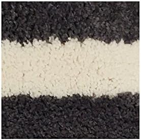 Grey Plush Striped Bathroom Rug- 19 X 29 Inch