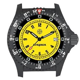 Stryker Watch Military Analog Quartz Timepiece IP Black Yellow Dial Hard Side Nylon Carry Case Band...