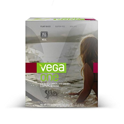 Vega One All-in-One Meal Bar, Chocolate Cherry Almond, 2.26 Ounce Bars, 12 Count