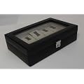 LEDER Gro�e schwarze UHRENBOX 10 Uhren mit GLAS