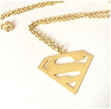 Drop Shipping Drop Shipping 2015 New Arrival Superman Logo Long Necklace Pendant for Women Girl Gold Tone