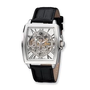 Black Strap Stnlss Stl Skeleton Dial Automatic Watch by Charles Hubert Paris Watches, Best Quality Free Gift Box Satisfaction Guaranteed