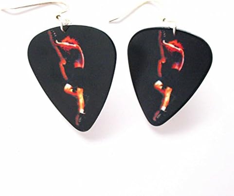 AC DC Earrings ACDC Black Guitar Pick Rock Music Metal Angus Young