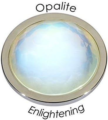 Quoins "Emotions Faceted" Faceted Cabochon Cut Gemstone Stainless Steel Coin Large (33mm) Blue Opalite - "Enlightening"