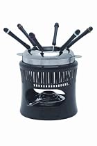 Typhoon Fondue Set with Coloured Forks, Enamel Coated Stainless Steel,Black
