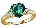 1.84 cts Heart Shape Lab Created Emerald and Genuine Diamond Ring - 14kt White or Yellow Gold