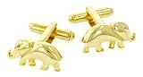 JJ Weston gold plated elephant cufflinks with presentation box. Made in the USA
