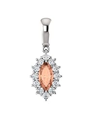 14K White Gold 8.00x4.00mm Marquise Cut Imperial Topaz and Diamond Pendant -- LIFETIME WARRANTY