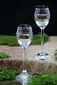 Gift Idea Art Crystal Decorated Amber & Sterling Silver 2 Shot Glass